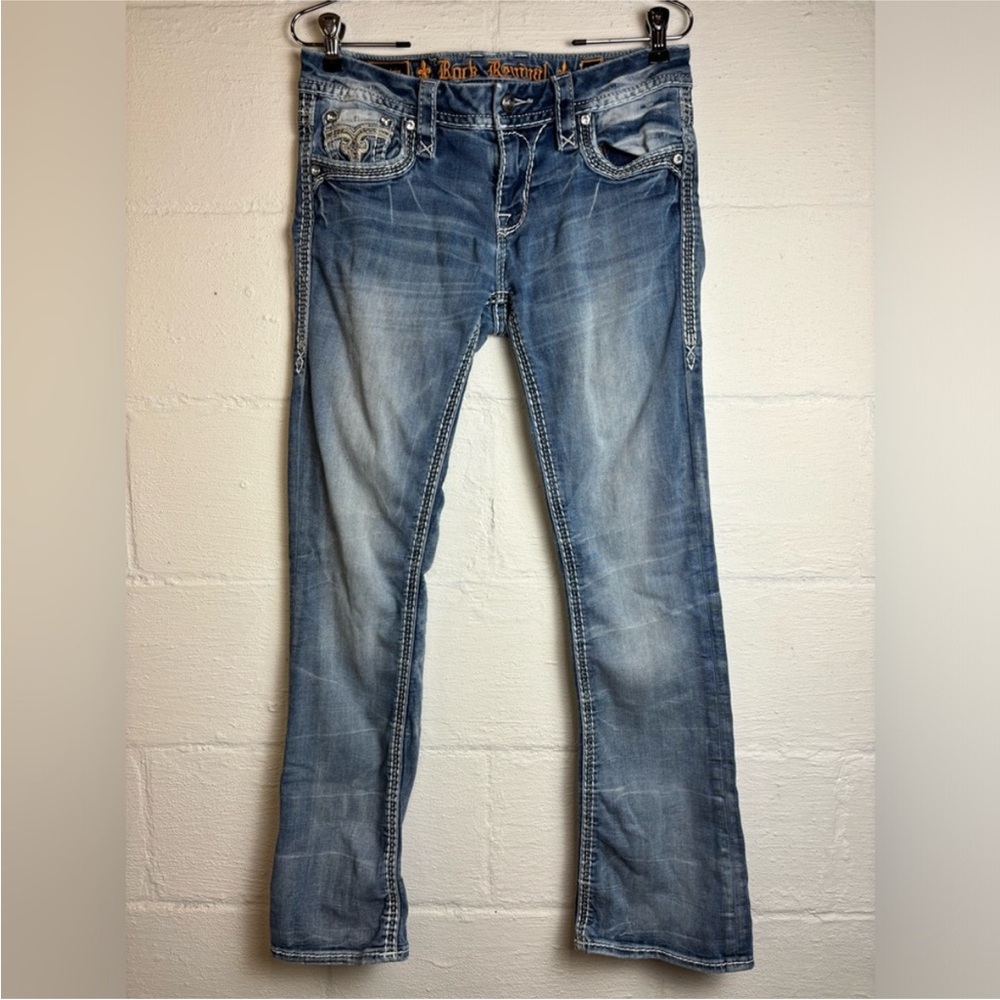 Rock Revival Jaylyn Western Bootcut Woman’s Lightwashed Denim Casual Jeans Sz 29